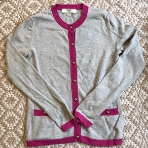 Coach Cotton/Silk Grey/Pink Cardigan XS